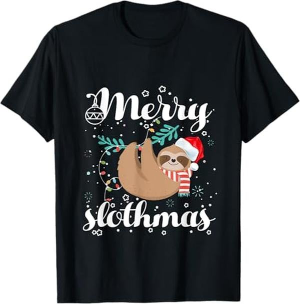 Funny Christmas Shirts, Merry Slothmas Christmas Pajama for Sloth Lovers T-Shirt