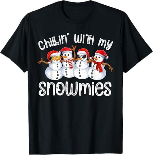 Funny Christmas Shirts, Snowman Christmas Chillin With My Snowmies Ugly Gift T-Shirt