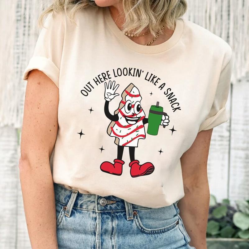 Funny Christmas T-shirt, Out Here Lookin' Like a Snack, Christmas Tree Cake, Merry Christmas, Christmas Gift Hoodie,...