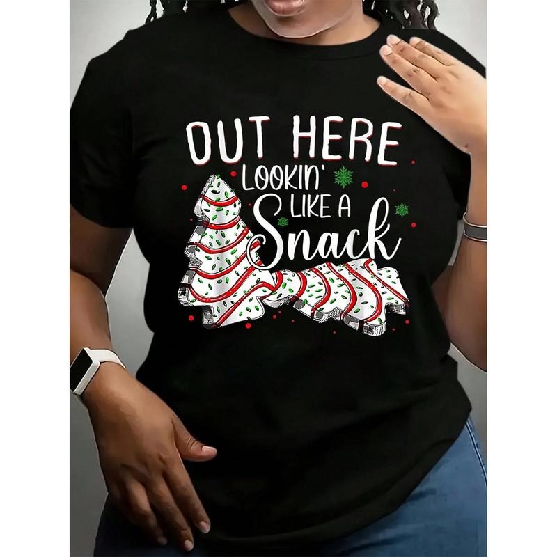Funny Christmas Tree Cake Graphic Tee 100% Cotton Black T-Shirt For Casual Wear & Gifts Perfect For Halloween...