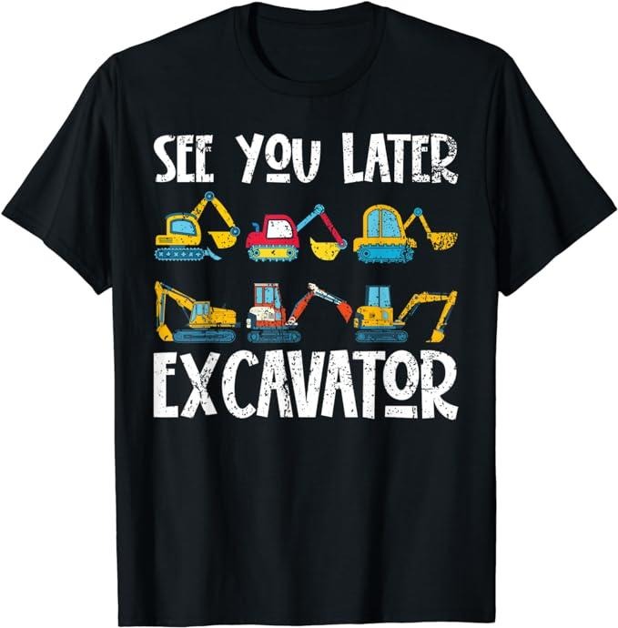 Funny Construction Work Shirts, Excavator Digger Funny Construction Work Vehicle Excavator T-Shirt Menswear Casual Cotton...