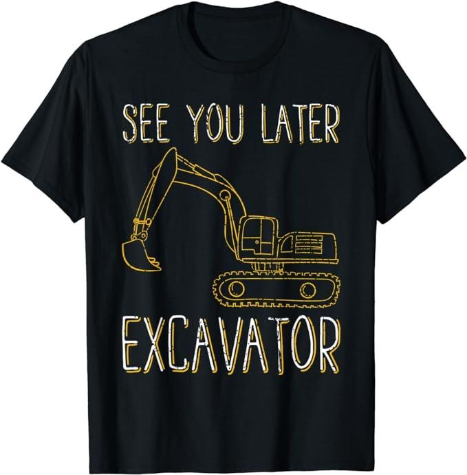 Funny Construction Work Shirts, Funny Excavator Lover Kids Construction Work Excavator T-Shirt Menswear Casual Cotton...