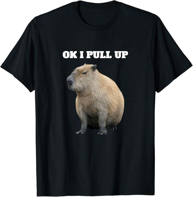 Funny Cute Capybara Shirts, Ok I Pull Up Capybara T-Shirt Menswear Top Casual Classic Hoodie, Sweatshirt | HypeCrazeTee.com