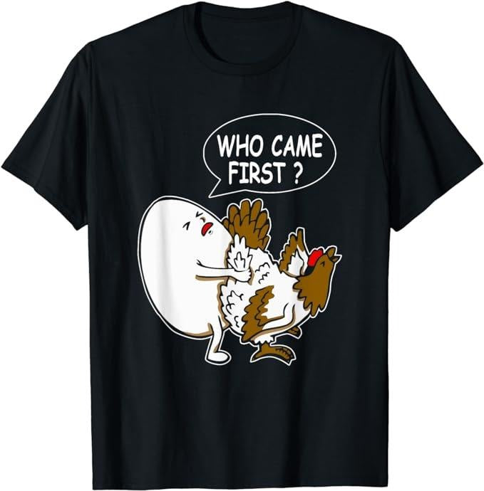 Funny Dark Humor Shirts For Men, Funny Adult Humor Jokes Who Came First Chicken Or Egg T-Shirt Menswear Casual Cotton...