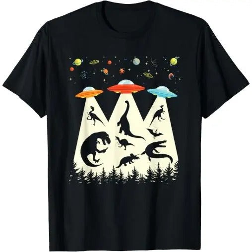 Funny Dinosaur UFO Lover Retro Vintage Alien Abduction T-Shirt Made in USA Hoodie, Sweatshirt | HypeCrazeTee.com