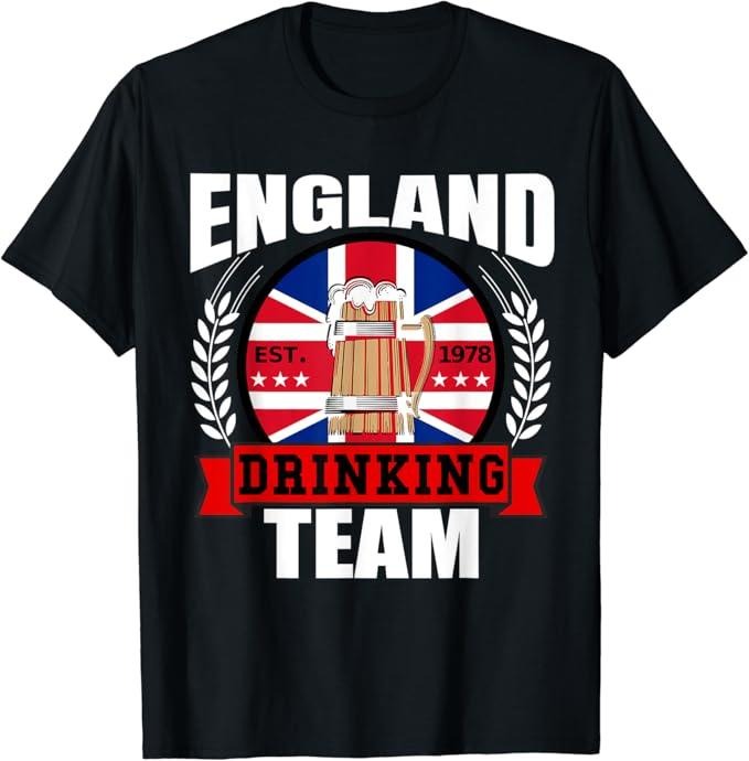 Funny Drinking Shirts, England Drinking Team T-Shirt Menswear Top | Funny Shirts For Night Out Casual Classic Hoodie,...