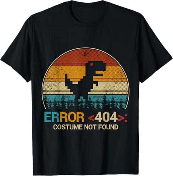 Funny Error 404 Costume Not Found Shirt, Vintage Error 404 Costume Not Found Tee Dinosaur T-Shirt