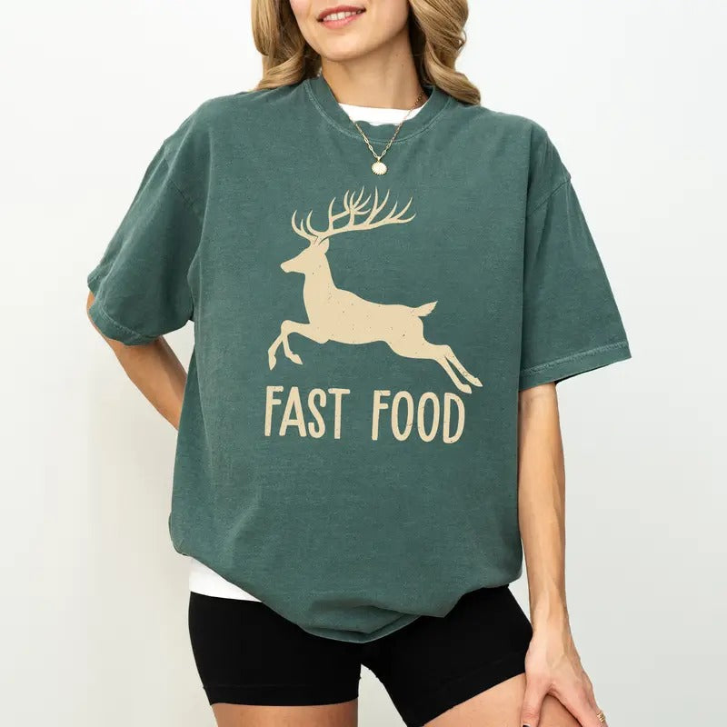 Funny Fast Food Buck Hunting Shirt Comfort Colors, Deer Hunt Tees for Men, Unisex Hunter Tops, Hunting Gift Ideas for...