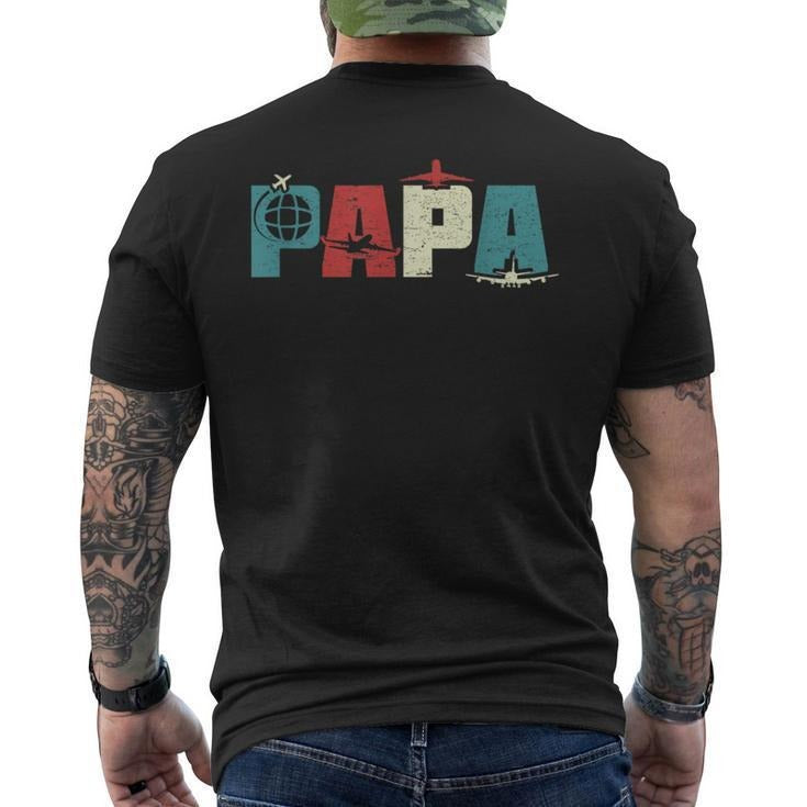 Funny Fathers Day Shirts, Gift for Dad, Papa Pilot Dad Aviation Flying Airplane Lovers Men's T-Shirt Back Print