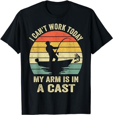 Funny Fisherman, I Can't Work Today My Arm Is in a Cast T-Shirt Menswear Casual Cotton Hoodie, Sweatshirt | HypeCrazeTee.com