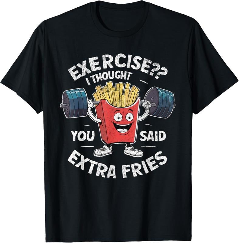 Funny French Fry Workout Exercise Weight Lifting Gym T-Shirt Hoodie, Sweatshirt | HypeCrazeTee.com