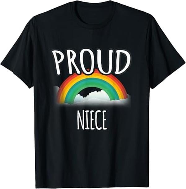 Funny Friend Shirts, Gift For Gay Best Friend, Gay Pride Ally Shirt Friends Proud Ally Niece T-Shirt Menswear Top Casual...