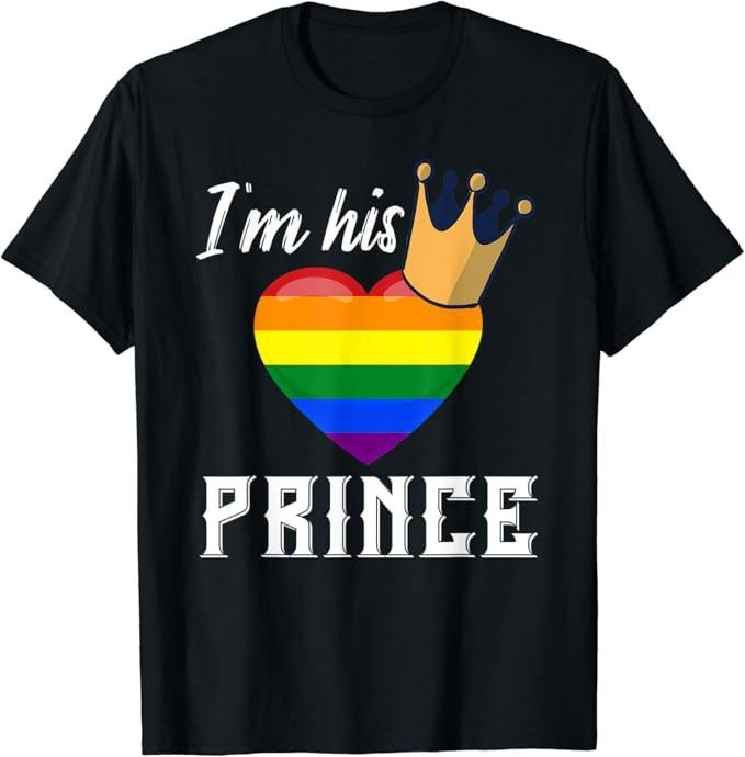 Funny Friend Shirts, Gift For Gay Best Friend, I'm His Prince - LGBTQ Rainbow Heart Gay Boyfriend T-Shirt Top Casual...