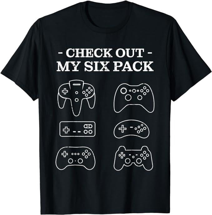 Funny Gamer Shirts, Special Gifts For Gamers, Check Out My 6 Six Pack Gamer Video Funny Gamers Gift T-Shirt Menswear...