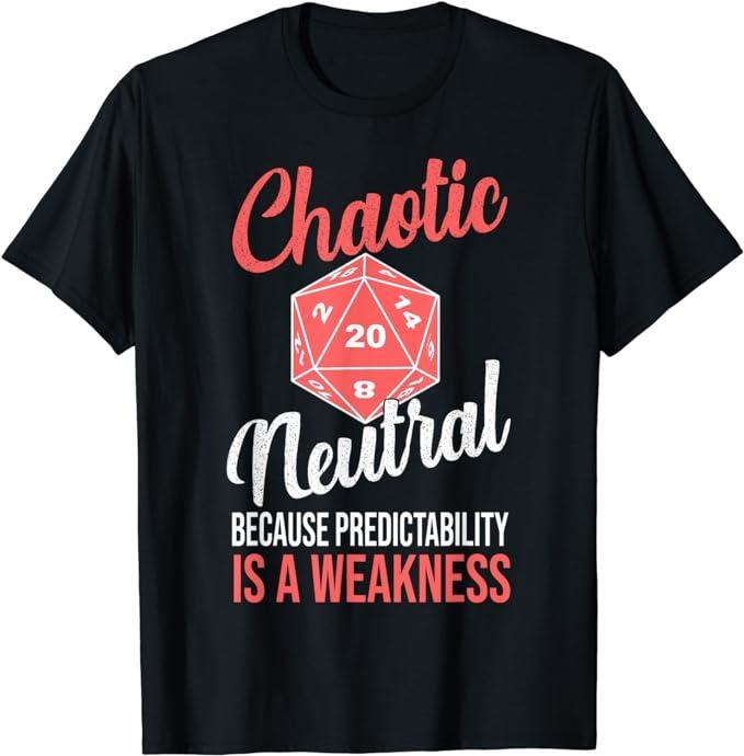 Funny Gamer Shirts, Special Gifts For Gamers, Funny Chaotic Neutral Alignment D20 Tabletop RPG Gamers T-Shirt Menswear...