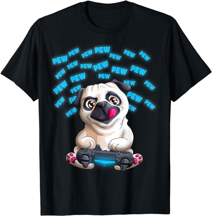 Funny Gamer Shirts, Special Gifts For Gamers, Funny PewPewPew Video Gaming Pugs Gift T-Shirt Menswear Top Casual Hoodie,...
