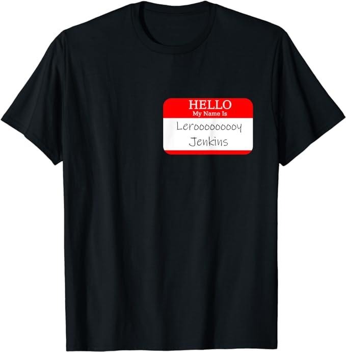 Funny Gamer Shirts, Special Gifts For Gamers, Hello My Name Is Leroy Jenkins Funny Video Game T-Shirt Menswear Top Casual...