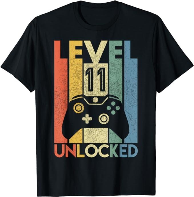 Funny Gamer Shirts, Special Gifts For Gamers, Level 11 Unlocked Shirt Funny Video Gamer 11th Birthday Gift T-Shirt...