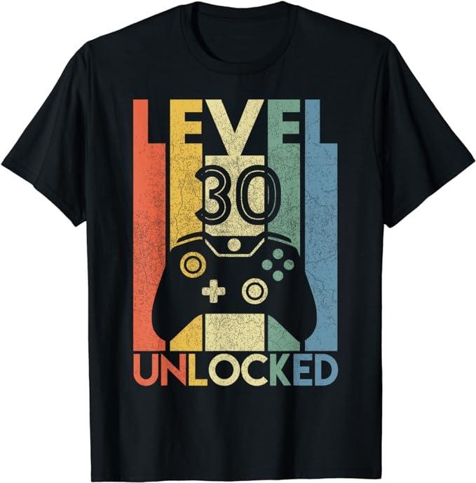 Funny Gamer Shirts, Special Gifts For Gamers, Level 30 Unlocked Shirt Funny Video Gamer 30th Birthday Gift T-Shirt...
