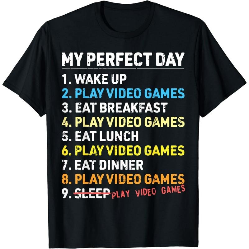 Funny Gamer Shirts, Special Gifts For Gamers, My Perfect Day Video Games Funny Gamer Men's Boys Gaming T-Shirt Menswear...