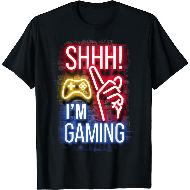 Funny Gamer Shirts, Special Gifts For Gamers, Shhh I'm Gaming Funny Video Games Graphic T-Shirt Menswear Top Casual...