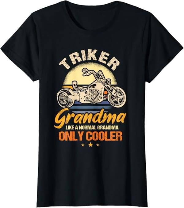 Funny Grandma Shirt, Gift For Grandmother, Funny Triker Grandma Motorcycle Trike Design Women T-Shirt Casual Cotton Top...