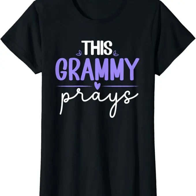 Funny Grandma Shirt, Gift For Grandmother, This Grammy Prays Funny Grandma Christian T-Shirt Casual Cotton Top Hoodie,...