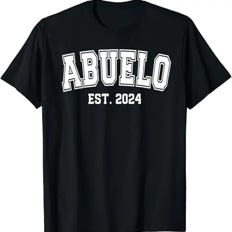 Funny Grandpa Shirt, Gift For Grandfather, Abuelo Est. 2024 Promoted to Grandpa Family 2024 T-Shirt Menswear Casual...