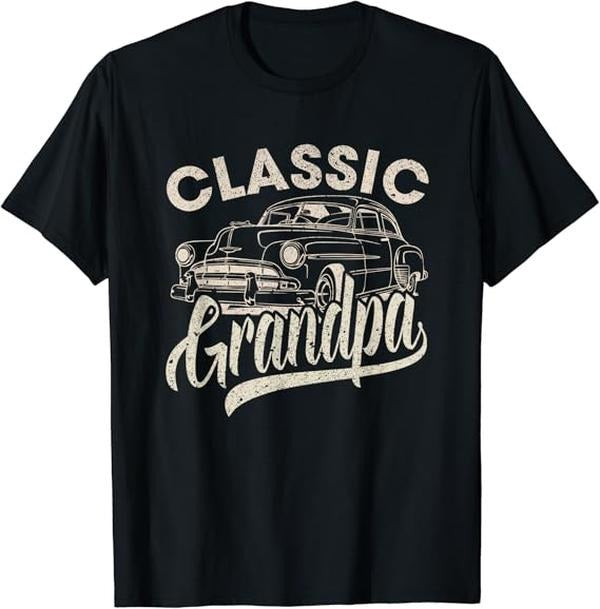 Funny Grandpa Shirt, Gift For Grandfather, Classic Grandpa Funny Saying Car Lover Grandpa T-Shirt Menswear Casual Cotton...