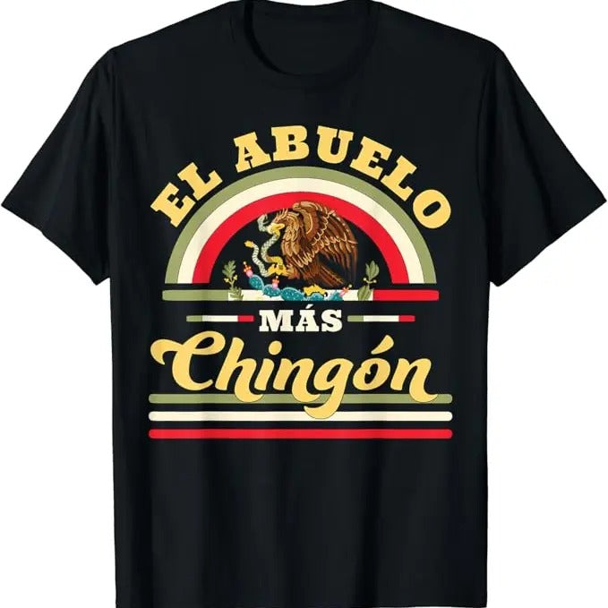 Funny Grandpa Shirt, Gift For Grandfather, El Abuelo Mas Chingon Funny Mexican Flag Cool Grandpa Regalo T-Shirt Menswear...
