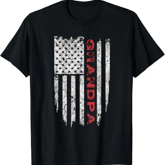 Funny Grandpa Shirt, Gift For Grandfather, Grandpa American Flag T-Shirt Menswear Casual Cotton Top Hoodie, Sweatshirt