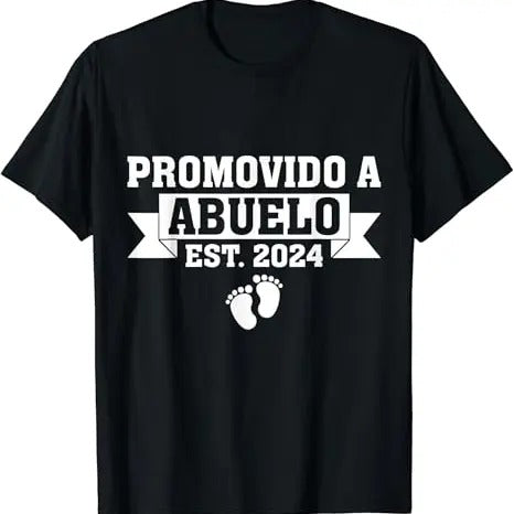 Funny Grandpa Shirt, Gift For Grandfather, Promovido a Abuelo 2024, Spanish Grandpa Promoted to Abuelo T-Shirt Menswear...
