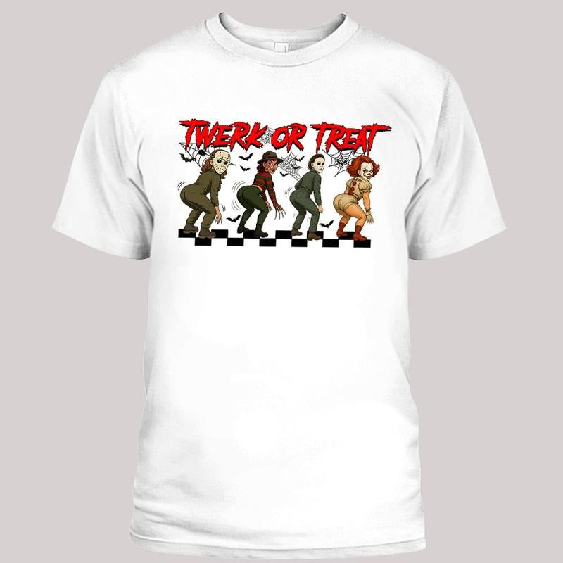 Funny Halloween Shirt, Trick or Treat Shirt, Twerk or Treat Tshirt, Michael Myers Jason Voorhees Shirt, Horror Character...