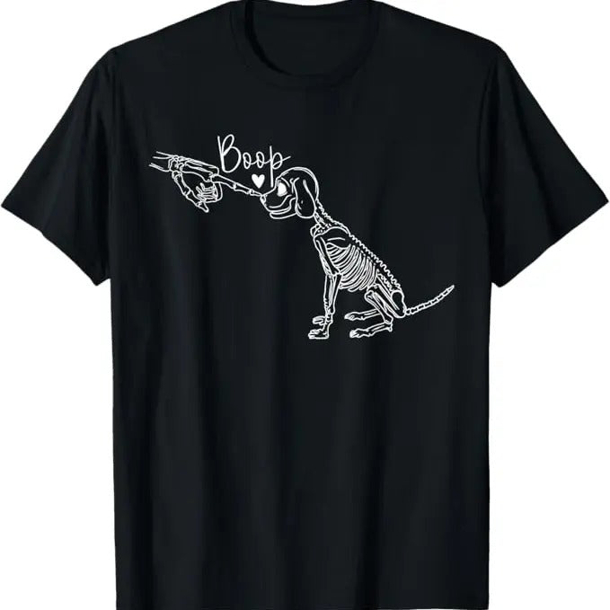 Funny Halloween Shirts For Men, Funny Dog Skeleton Hand Boop Halloween Puppy Dog Lover Gift T-Shirt Menswear