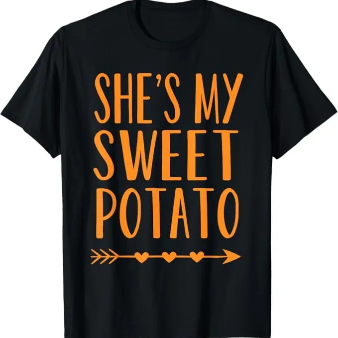 Funny Halloween Shirts For Men, She's My Sweet Potato Thanksgiving Halloween Matching Couple T-Shirt Menswear