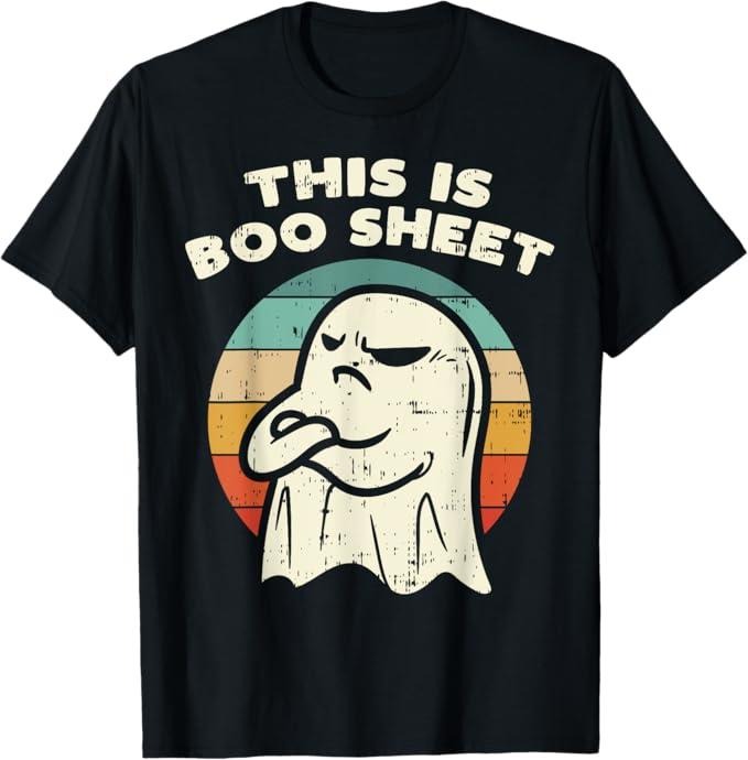 Funny Halloween Shirts For Men, This Is Boo Sheet Ghost Retro Halloween Costume Men Women T-Shirt Menswear