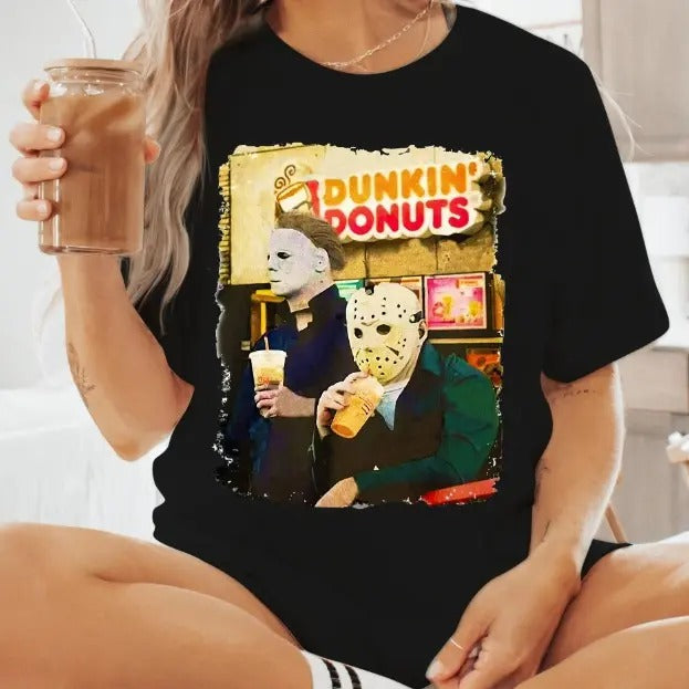 Funny Halloween Tee Jas0n And Michael Shirt Jas0n V00rhees T-Shirt Women & men T-Shirt  Cotton Unisex Comfort Fabric...