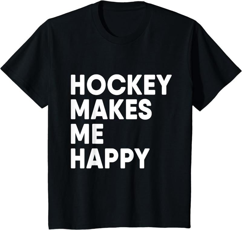 Funny Hockey Shirt, Ice Hockey Makes Me Happy T-Shirt Menswear Top Hoodie, Sweatshirt | HypeCrazeTee.com