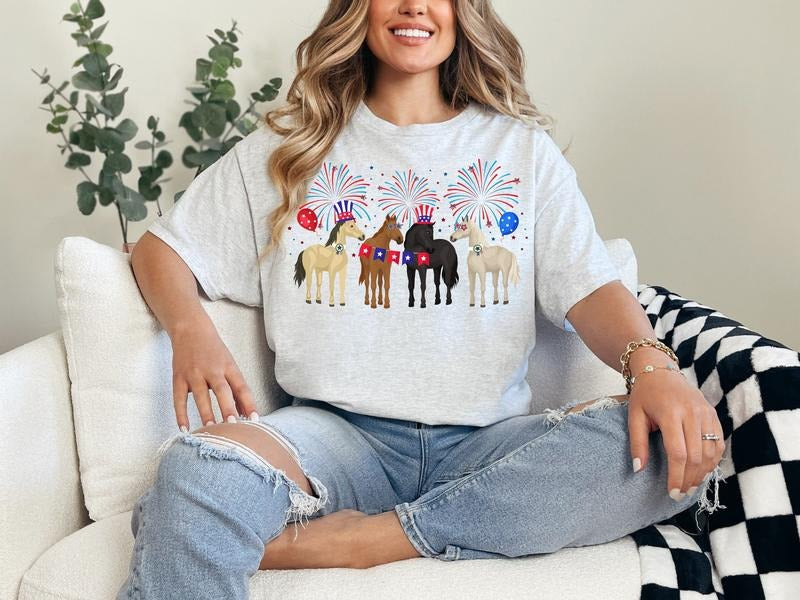 Funny Horse 4th July Shirt American Flag Shirt Horse Lover Shirt Independence Day Sweatshirt Fourth Of July T-shirts...