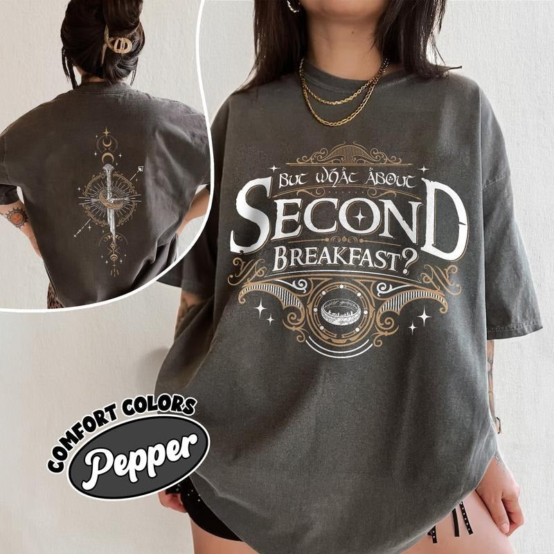 Funny LOTR Comfort Colors Shirt For Fans, Second Breakfast Shirt, Bookworm Apparel, Cozy Fantasy Tee, Gift For Book Lover...
