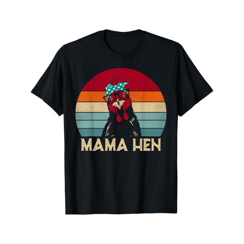 Funny Mama Hen Chicken Mom Gifts Chicken Pajamas Retro T-Shirt T-shirt Comfortable, Casual Short Sleeve, Daily Wear, All...