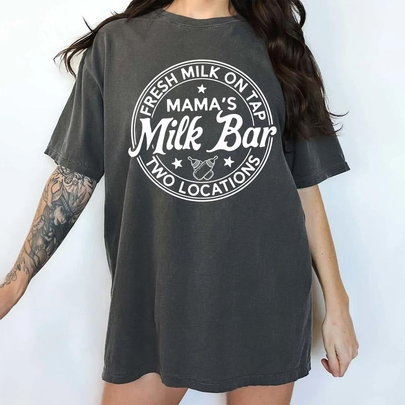 Funny Mama's Milk Bar Comfort Colors Shirt, Breastfeeding T-shirt, Funny Mothering Graphic Tee, Milk Maker Mama Outfits,...