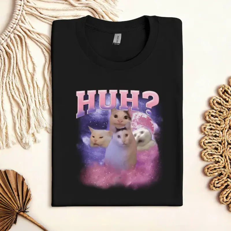 Funny Meme Huh Cat Shirt, Huh Cat Funny Meme Shirt Hoodie, Sweatshirt | HypeCrazeTee.com