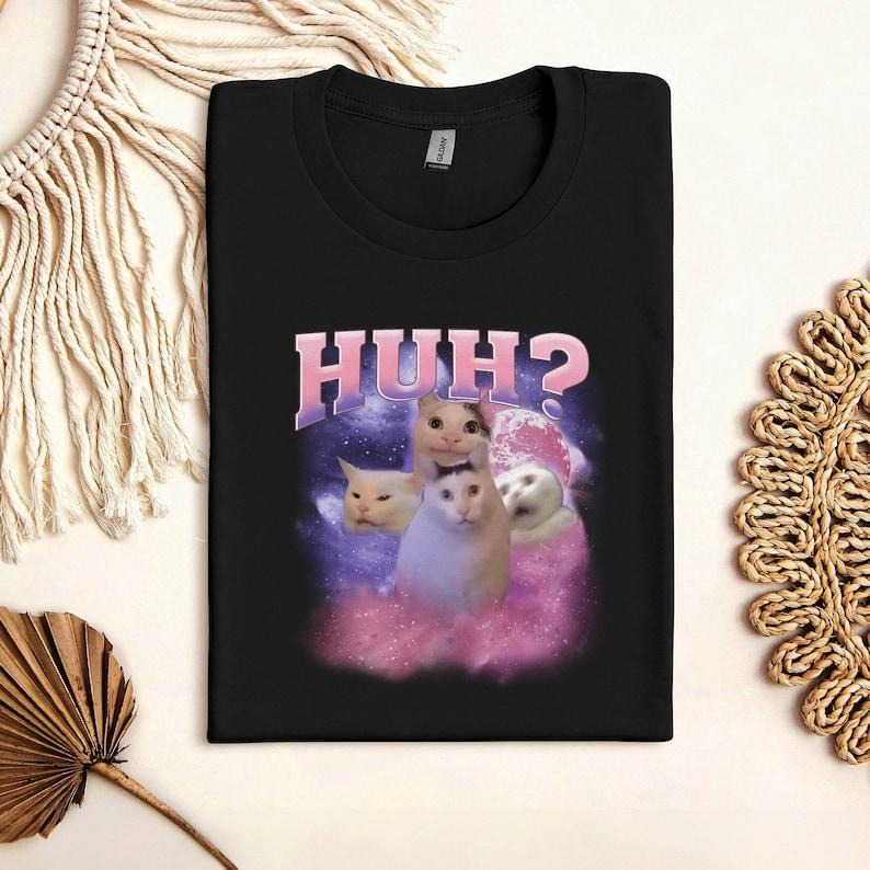 Funny Meme Huh Cat Shirt, Huh Cat Funny Meme Shirt, Absurd Shirt, Shitpost Shirt, Silly Shirts, Uh Banana Crying Sad Cat,...