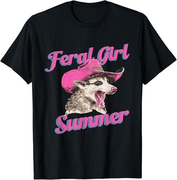 Funny Meme Shirts For Men, Feral Girl Summer Retro Possum Funny Meme T-Shirt Menswear Top Hoodie, Sweatshirt