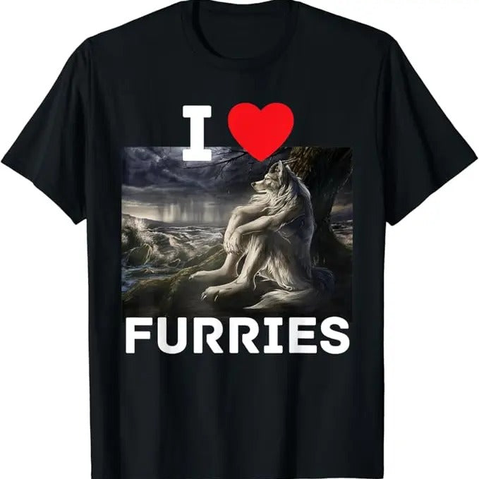 Funny Meme Shirts For Men, I Heart Werewolfs Funny Cringe Werewolf Wolf Meme T-Shirt Menswear Top Hoodie, Sweatshirt