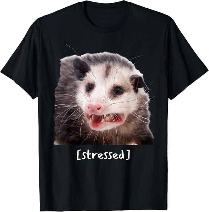 Funny Meme Shirts For Men, Opossum Stressed Funny Street Cat Meme T-Shirt Menswear Top Hoodie, Sweatshirt | HypeCrazeTee.com