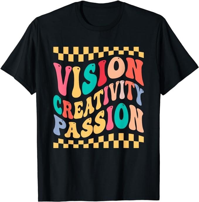 Funny Men Shirts, Vision Creativity Passion Funny Retro Groovy T-Shirt Menswear Top Casual Cotton Fashion Tee Hoodie,...