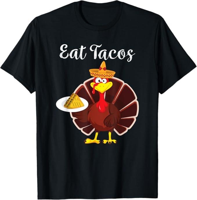 Funny Mexican Christmas Shirt, Christmas Gift, Funny Mexican Turkey Eats Tacos Thanksgiving Christmas T-Shirt