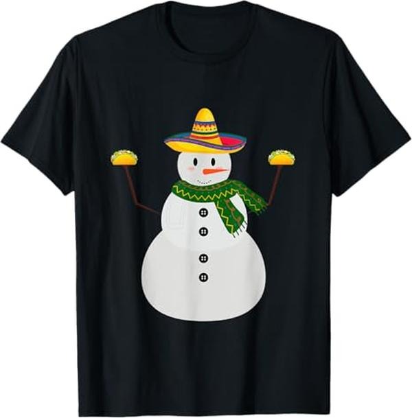Funny Mexican Christmas Shirt, Christmas Gift, Snowman Mexican Latin Taco Xmas T-Shirt